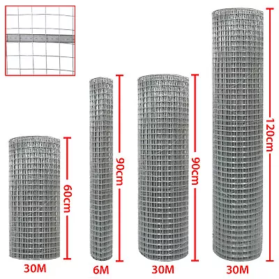 1 X1  Welded Wire Mesh Aviary Fencing Fence Chicken Rabbit Garden Galvanised 30M • £39.99