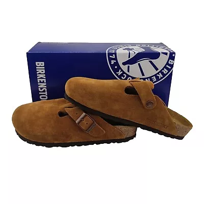 Birkenstock Boston Soft Footbed Wearable Clogs Mink Suede Leather Shoes EU 38 • $86.84