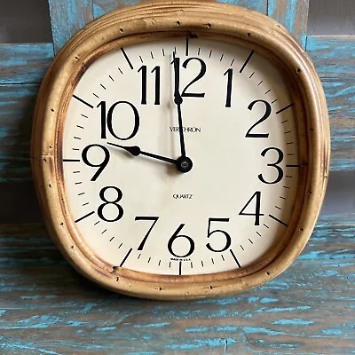 Vintage Verichron Stacked Bamboo Wall Clock Quartz Movement 11”Made In USA • $49.90