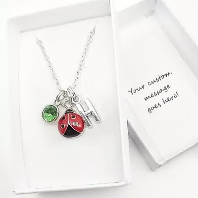 Red Ladybird Ladybug Enamel Pendant Necklace Jewellery Gift Personalised • £12.95