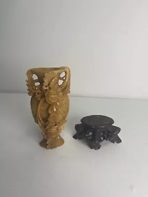 Adorable Miniature Soapstone Vase With Matching Stand • $45