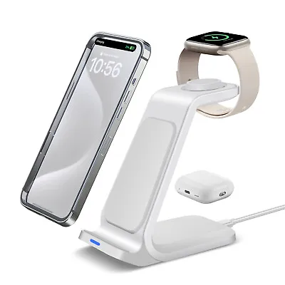 3 In 1 Wireless Charger Dock Stand For Apple Watch Ultra/9/8 Air Pods IPhone 15 • £9.99