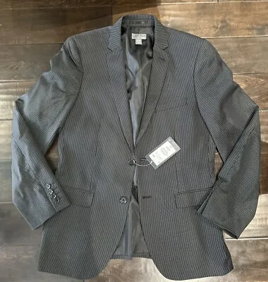H&M Mens 2 Piece Suit Jacket Size 38R & Pants Size 32R Slim Fit Black/striped • $50