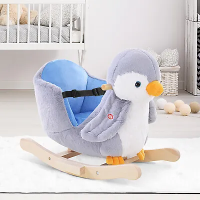 Animal Baby Rocking Horse Penguin Plush Cute Musical Button W/32 Songs Wide Seat • £53.99