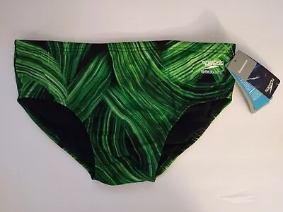 Mens Speedo Endurance Swimsuit Green Print Size 34 • $25