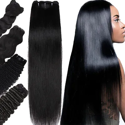 Yaki Virgin Weft 100% Real Human Hair Extensions Kinky Straight Wave Hair Weave • £181.49