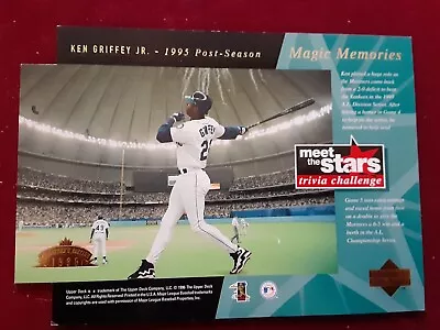 1996 Ud Magic Moments Ken Griffey Jr. Meet The Stars Trivia Challenge Rare Mvp • $3