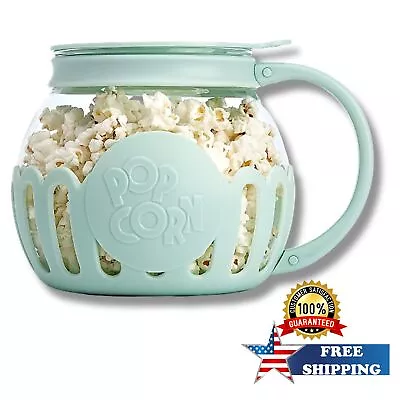 Microwave Popcorn Popper Temperature Safe Glass BPA Free 1.5-Quart Light Green • $18.84