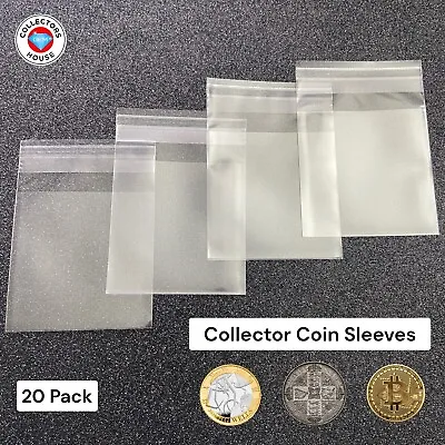 20x Collector Coin Self Seal Protector Bags / Sleeves Scratch Protection • £3.49