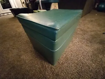 Vintage Mid Century Vinyl Hassock Ottoman Foot Stool Storage Sewing Toy Box Seat • $79.88