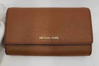 NEW Michael Kors Jet Set Large Leather Crossbody Bag Luggage Brown • $79.99