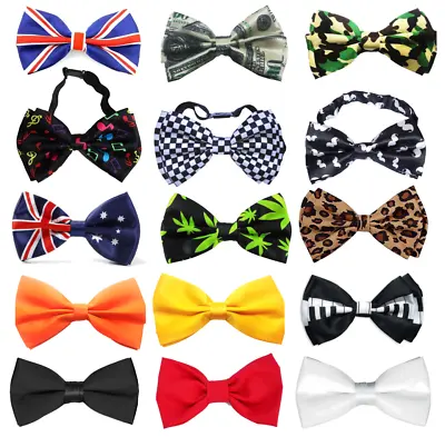 Satin Bow Clip On Tie Wedding Mens Great For Fancy Dress Unisex Funky 26 Designs • £3.49