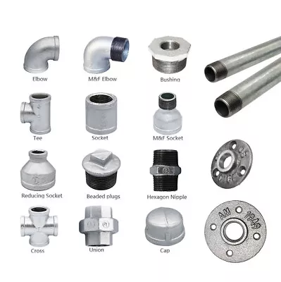 £0.99 • Buy Galvanised Malleable Iron Pipe Fittings Bsp Water Steam Air Gas Galv Tube