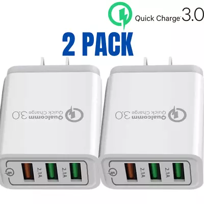 2Pack Multi Port QC3.0 Fast USB Wall Charger Adapter Plug For IPhone Samsung LG • $11.33