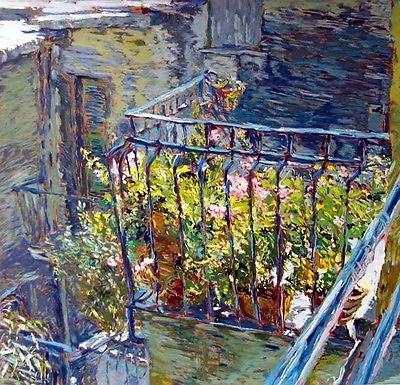 Marco Sassone Le Balcon Bleu Serigraph Hand Signed Art SUBMIT AN OFFER • $2500