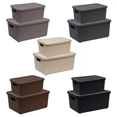 £9.99 • Buy SMALL OR LARGE Storage Box Lid & Handle BPA Free Virgin Plastic Organiser Basket