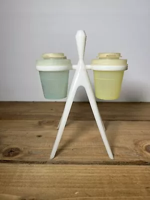 Vintage Atomic Tupperware Salt & Pepper Shakers With Tripod Stand • $26.50