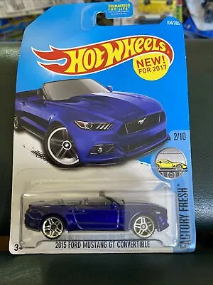 New 2017 HOT WHEELS 2015 Ford Mustang GT Convertible Blue HW Factory Fresh • $10.99