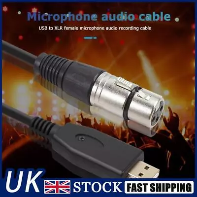 USB Microphone Cable USB Male To 3-Pin XLR Female Audio Cable Adapter Converter • £9.99