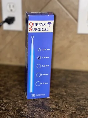 Queens Surgical Disposable Dermal Curette 3 Mm Surgical Instruments -Box Of 10 • $15
