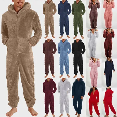 Women 1Onesie Teddy Bear Fleece Pyjamas Fluffy All In One Jumpsuit Loungewear • £30.19