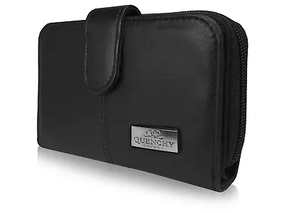 Womens Purse Real Leather 6 RFID Card Holder Slots 5 Coin Trays Ladies Wallet • £14.97