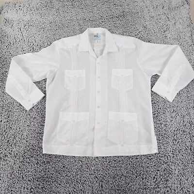 Palacio Shirt Mens Extra Large White Guyabera Embroidered Cigar Wedding Beach • $18.76