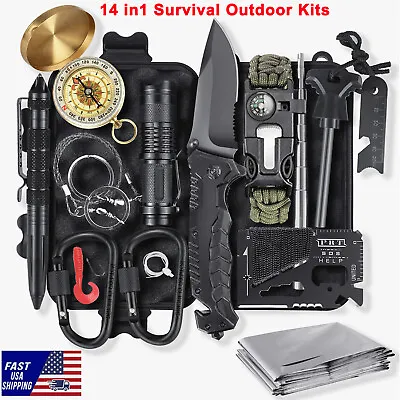 14 In1 Survival Outdoor Kits Military Tactical EDC Emergency Gear Camping Tools • $25.99