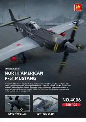 Building Block Set MOC Military P-51 Mustang Aircraft Brick Kids Toy DIY Model • $45.53