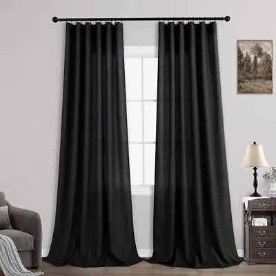 Curtains 84 Inches Long For Living Room Set 2 Panels Rod Pocket 52x84 Black • $44.42