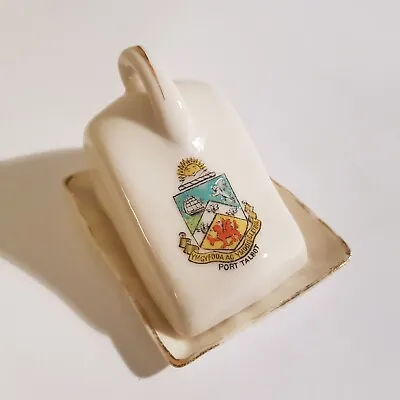 £9.50 • Buy Antique Port Talbot Wales Crested China 8cm Cheese Butter Box Ceramic Souvenir