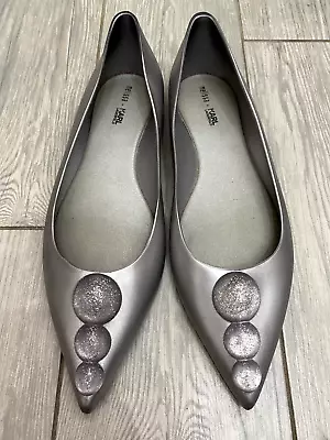 LADIES SILVER MELISSA X KARL LAGERFELD BALLET FLATS UK 7 • £15