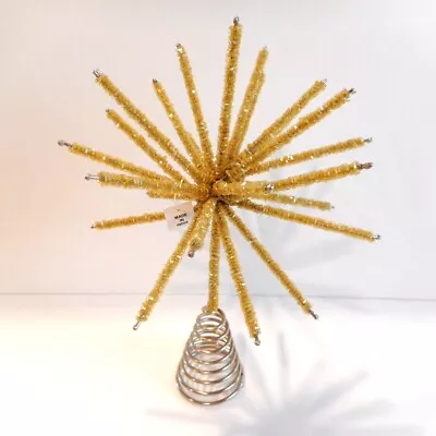 Gold Beaded Atomic Starburst Style Christmas Tree Topper Made In India • $19.95