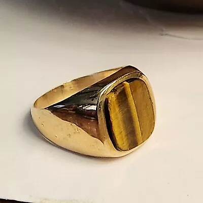 10.6 Grams 10kt Yellow Gold Tiger's Eye Man's Ring Vintage  Scrap • $600