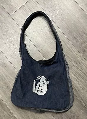 Y2K Grunge 90s Vintage Jeans Denim Tote Bag With  Embroidery And Zip • £7