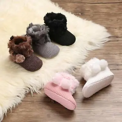 Winter Snow Booties Pram Baby Boy Girl Pom Boots Shoes Faux Fur Newborn • £6.95