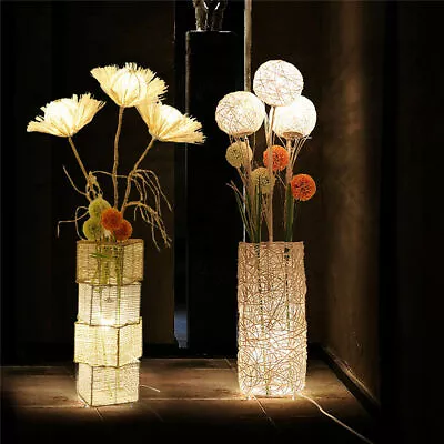 £50.91 • Buy Rustic Rattan Floor Lamp Dandelion Flower Art Tree Light Patio Yard Garden Xmas