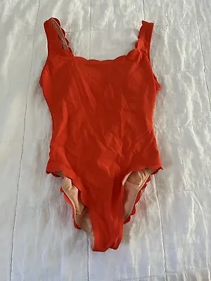 J .Crew NWT Scallop Pique One Piece Swim Suit Scoop Orange Womens Size-2 NEW • $30