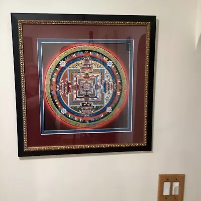 Kalachara Mandala With Border Wheel Of Life Tibetian Thangha Framed  • $250