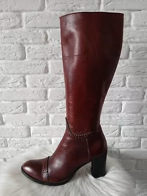 MOMA  Italy Red Hight Zip Heel Womens Leather Boots EU 37 • $70