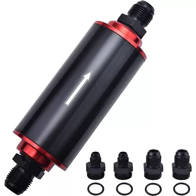 Inline Fuel Filter High Flow 100 Micron Cleanable 6AN/8AN/10AN Adapter Universal • $16.99