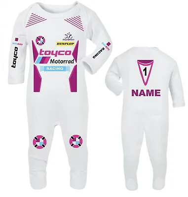 Motorcycle Baby Grow Babygrow  Toyco Motorrad Racing Romper Suit Pink Customise • £29.99