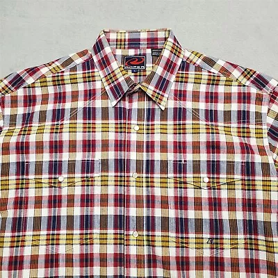 Roper Shirt Mens Large Multi Color Plaid Pearl Snap Short Sleeve Western Casual • $21.99