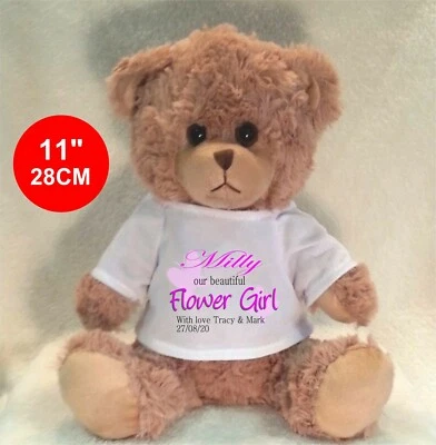 £10.99 • Buy Personalised Teddy Bear Beige 11 /28cm Flower Girl Bridesmaid Wedding 