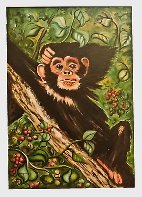 Chimpanzee Portrait Monkey Ape Jungle Original  24x36 On Canvas Signed Thompson • $195