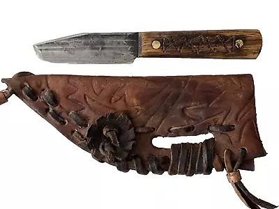 Mountain Man Ontario Knife W/ Old West Style Sheath Tooled Saddle Grade Leather • $124.95