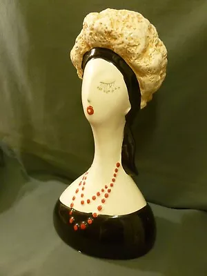 Vintage Hand Painted Ceramic Art Decor MANNEQUIN HEAD BUST Hat Display Stand • $89