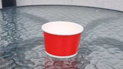 Ice Cream Dessert Cups Paper Cup With Dome Lid One Scoop RED 4oz (110ML) • £5.99