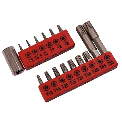 16 PCE TORX BIT SET Star Hex Socket Drive Screw Torque Tamper Proof Tool • £4.49