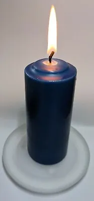 Blue Pillar Candle 12cm 100% Stearin Renewable Sustainable Unscented Slow Clean • £1.99